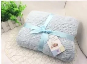 90X120CM LIGHTBLUE Большой размер одеяльца для новорожденных мягкий хлопок вязание крючком летнее одеяло для кроватки принадлежности для сна полые Дизайн 100x140 см - Цвет: 90X120CM LIGHTBLUE