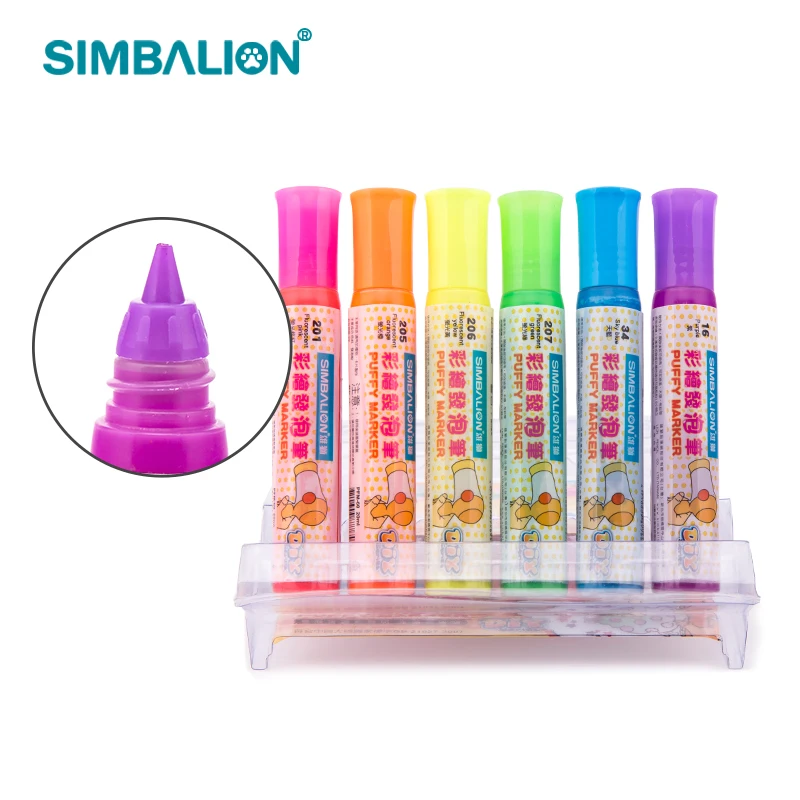 

Simbalion Puffy Marker Pen Hand painting 3D Vision DIY Artwork Colored PaintBrush Good Gift for Kids 6pcs/set
