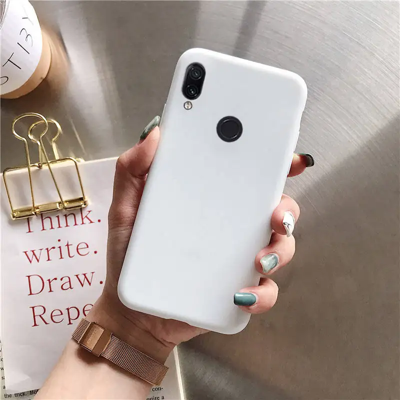 white Матовый Силиконовый чехол для телефона huawei honor play 8x max 8A 8C view 20 v20 8 9 10 lite 7x7 s 7a 7c pro v10 карамельный цвет - Цвет: white