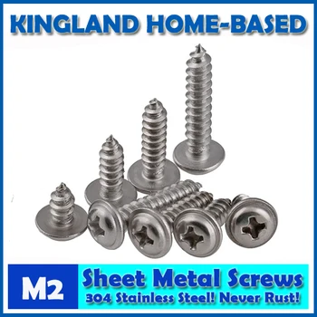 

M2 Phillips Cross Recessed Round Washer Head Tapping Screws With Collar 304 Stainless Steel Adapter Wood Metal Sheet Screws PWA