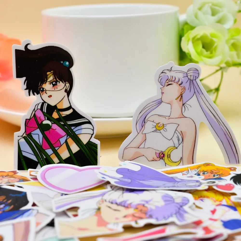 45 Uds auto japonés muy marinero Moon Girl pegatina decorativa para álbum de recortes/impermeable pegatinas de papelería naklejki|Adhesivos de papelería| - AliExpress