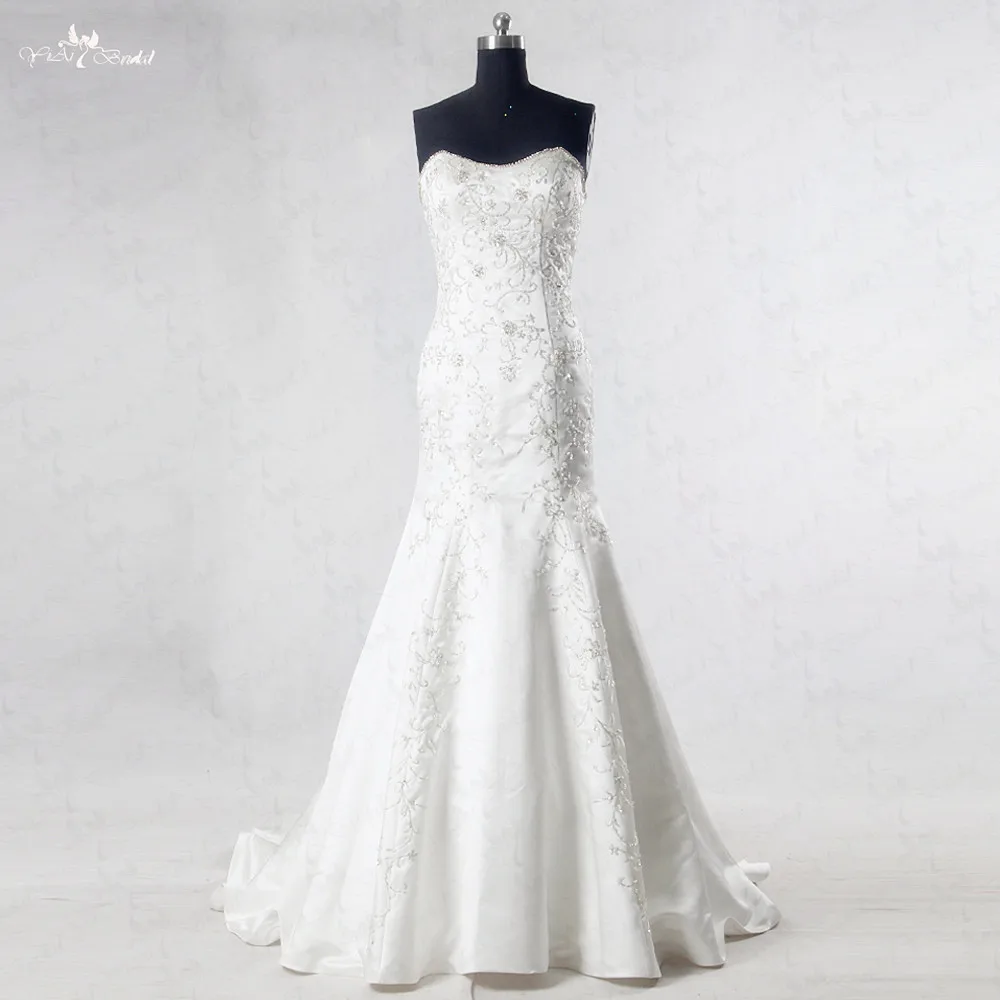 Aliexpress.com : Buy RSW984 Silver Embroidery Satin Wedding Dress ...