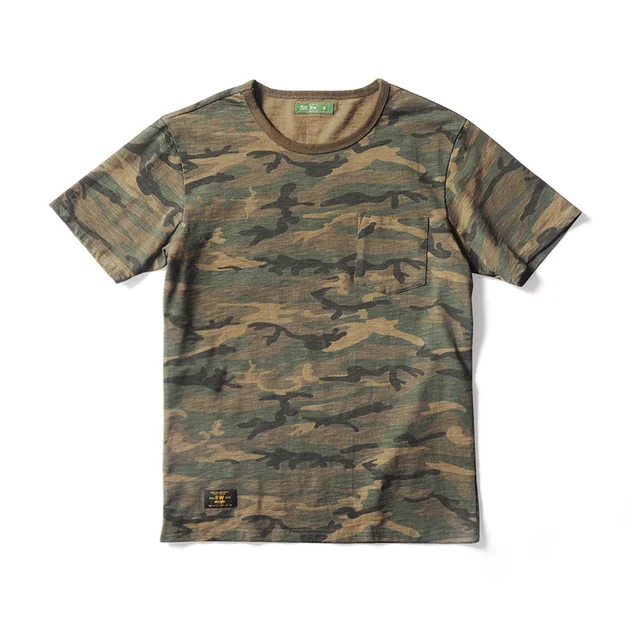 Summer 250g Camouflage Pocket Tee Shirt Men's Jungle Camo Short Sleeve