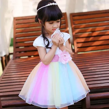 

Girls Ball Dresses Teens Flowers Mesh Vest Ballet Layered Dress 2018 Summer Girls Lace Party Princess Dresses Vestidos