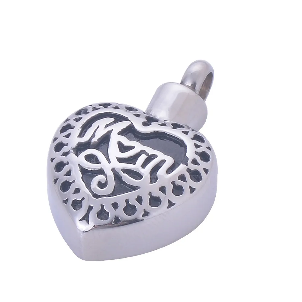 

Unisex Pendant Mom in heart keepsake urn jewelry personalized funeral jewelry Free engraving