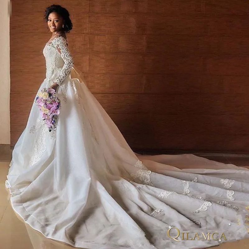 2019-luxury-jewel-neck-full-lace-appliques-mermaid-wedding-dresses-long-sleeves-overskirts-bow-chapel-train-plus-size-formal-bridal-gowns (4)