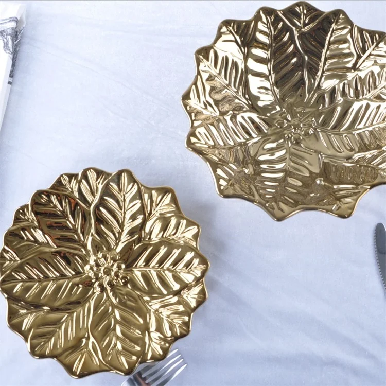 Керамическое покрытие с золотым тиснением цветочный декор лоток для хранения тарелки фрукты поднос для снэков тарелка коробка для хранения ювелирных изделий подарок