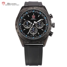 Swell SHARK Sport Watch Tachymeter Bezel Chronograph Black Blue Round Rubber Strap Waterproof Men’s Gents Wrist Watches /SH275