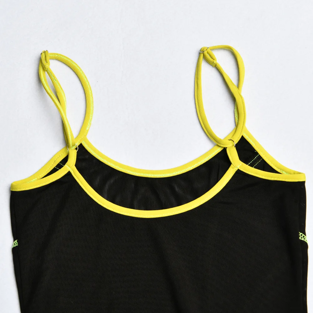 Sigberc, стиль на весну и лето, сексуальное боди womem Camisole, сетчатый флуоресцентный Полосатый цельный костюм