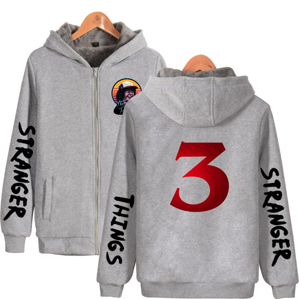 FADUN TOMMY странные вещи 3 команды утолщаются хлопок на молнии мужские парки Oversize толстовки зима для мужчин/для женщин Kpop теплые модные парк