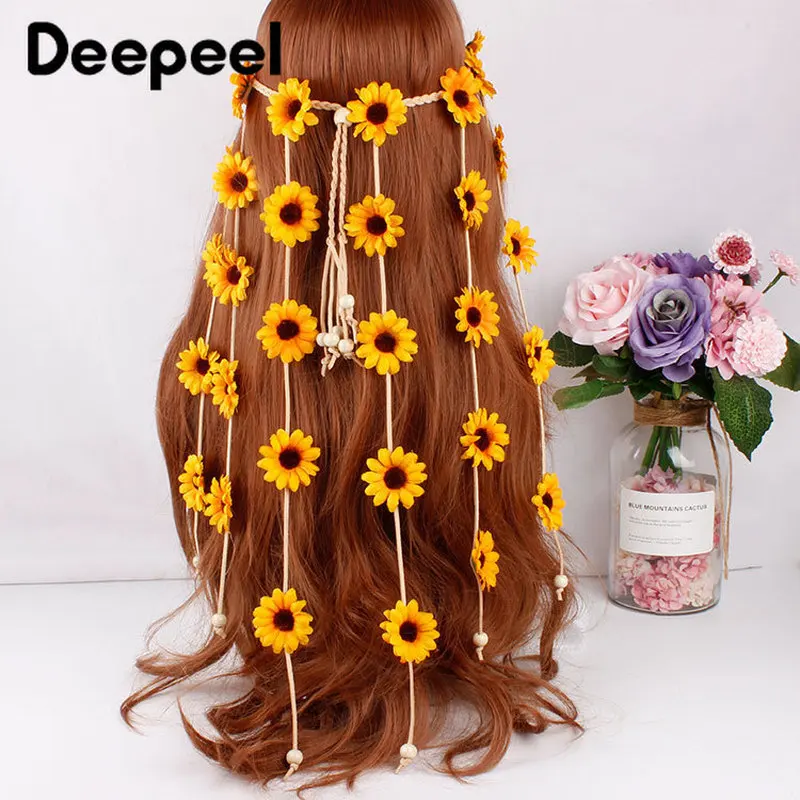 Deepeel 1 шт. 25*68 см сейчас Мода цветок Головные уборы повязка с цветком украшения для волос Веревка ручного ремесла Ювелирные изделия Аксессуары HA010