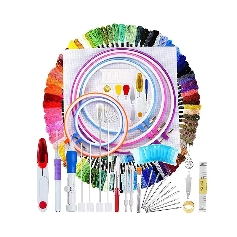 

Craft DIY - 140 Pcs/Set Magic Patterns Punch Needle Kit Craft Tool Embroidery Pen Set, Threads for Sewing Knitting DIY Threaders