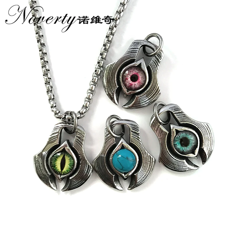 

Fashion Personalized Custom Evil Eye Retro Titanium Turquoise Pendant Necklace Hip-hop Rock Punk Cool Style Gifts ZMXL018