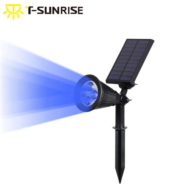 T-SUNRISE Solar Spotlight Outdoor Landscape Lights Waterproof Security Garden Lamp Adjustable for Patio Yard Garden Blue Color T-SUNRISE Solar Spotlight Outdoor Landscape Lights Waterproof Security Garden Lamp Adjustable for Patio Yard Garden Blue Color