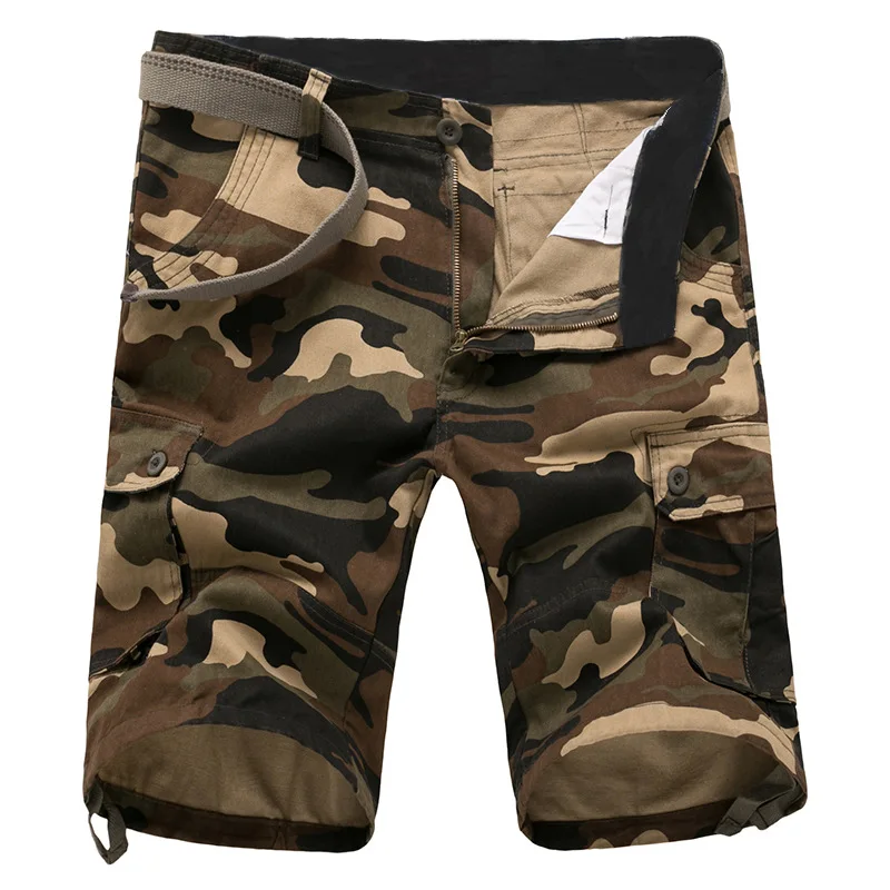 Новые летние камуфляжные мужские шорты Карго свободные мужские военные брюки размер 29-44 повседневные мужские короткие штаны без пояса