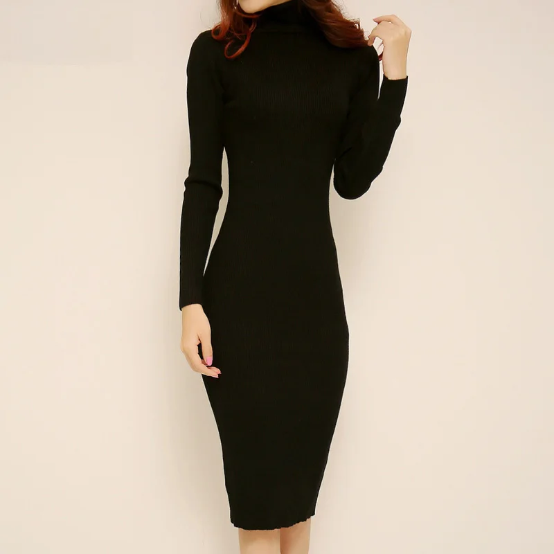 long turtleneck sweater dress