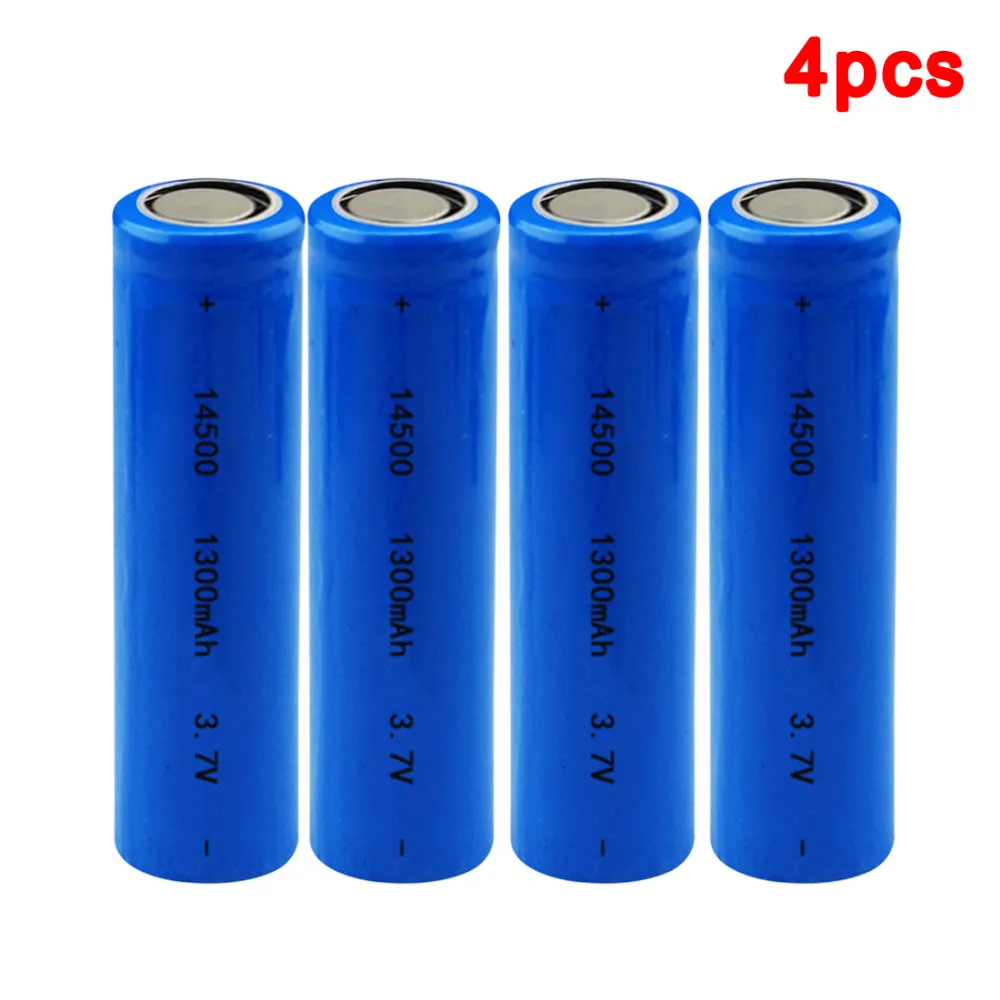 

Centechia 4 pcs High Capacitance 14500 Battery 3.7V 1300mAh Rechargeable Battery for Led Flashlight Batery Battery est