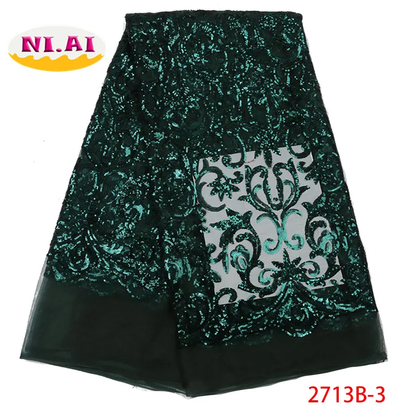 

French Lace Sequin Fabric, New Full Sequence Fabric Dresses, Lady Wedding Party Tulle Lace Mr2713b
