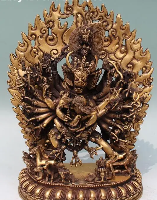 12" Tibet Temple Bronze Joos Set Buddha Yamantaka Yama Protection Deity Statuein Statues