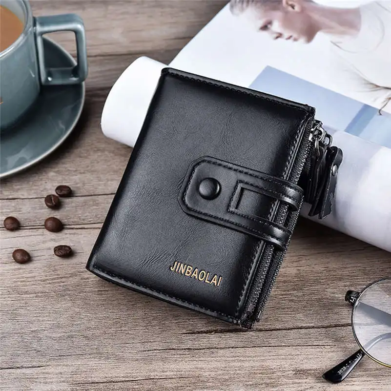 

Solid Color Wallet Men Short Wallet Casual Multi-function Clutch Bag Card Package Multi-card Holder Huge Capacity Men's Purse