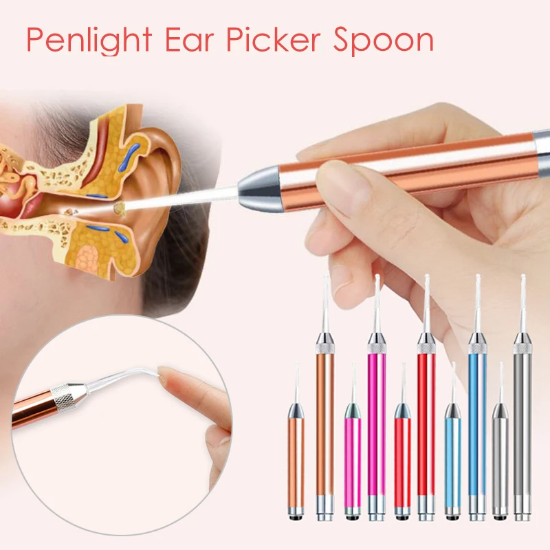 Медицинский Карманный Домашний Пальчиковый фонарь светодиодный фонарик офтальмоскоп отоскоп инструмент визуальная Ушная ложка для воска ушной палочки очищающий эндоскоп