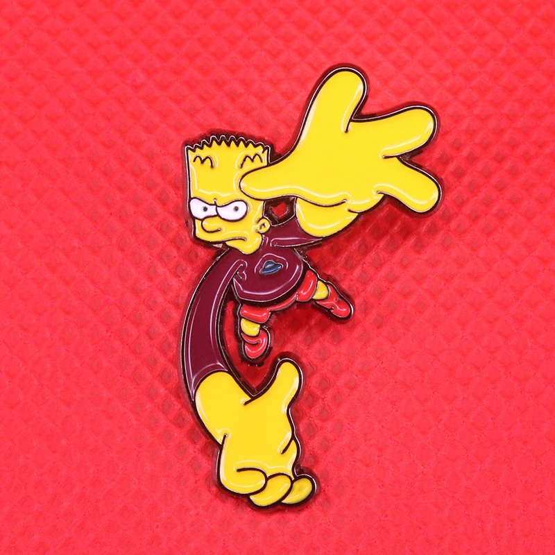 

Bart Simpson pin cute cartoon brooch pop culture Bartman badges vintage funny creative gift coat jackets accessory