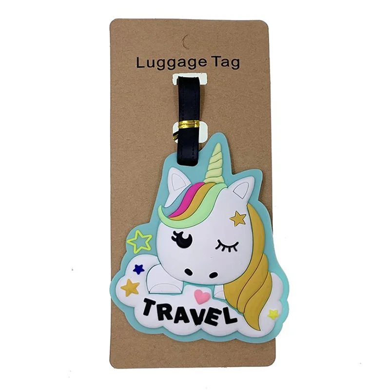 

Kawaii Cartoon Unicorn Luggage Tags Silica Gel Suitcase Travel Accessories ID Addres Holder Portable Women Baggage Boarding