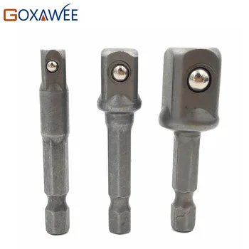 

GOXAWEE 3Pcs 1/4" 3/8" 1/2" Hex Power Drill Bit Driver Socket Wrench Adapter Sleeve Extension Bar Bit For Electric Screwdriver