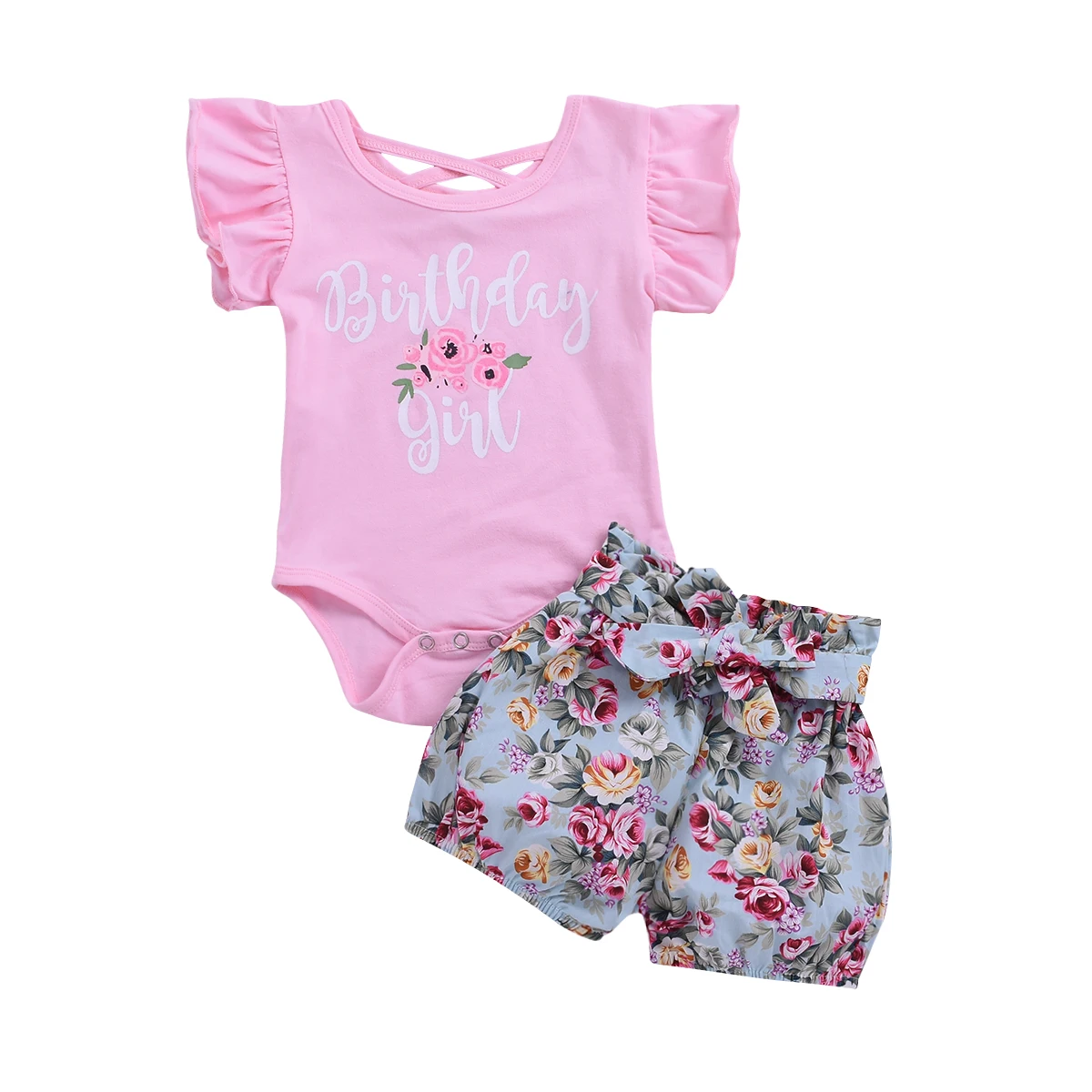 

Baby Girl Clothing Set Summer Flower Print Newborn Set For Baby Girl Outfits Toddler Girl Set Ruffle 2Pcs Bodysuits+Pant D20