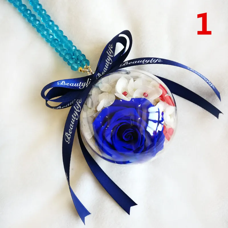 Car Hanging Pendant Ribbon Rose Flowers Plastic Ball Hanging Rearview Mirror Automobile Styling Flowers Accessories Ornament