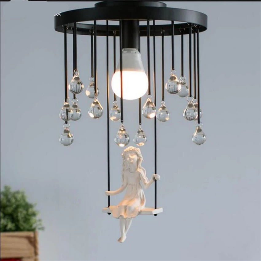 Скандинавский ангел Хрустальная Подвесная лампа люстра освещение led hanglamp лофт
