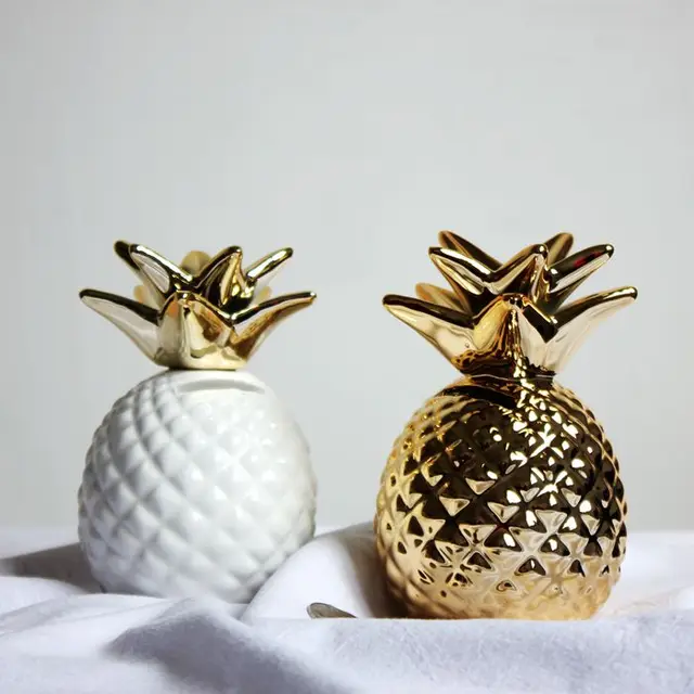 Ananas Spardose Aus Keramik - 13,5x9 Cm Geldsparschwein In Roségold