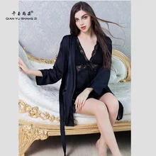 Модные женские комплекты халатов, комплект из двух предметов, кружевная Пижама, купальный Халат