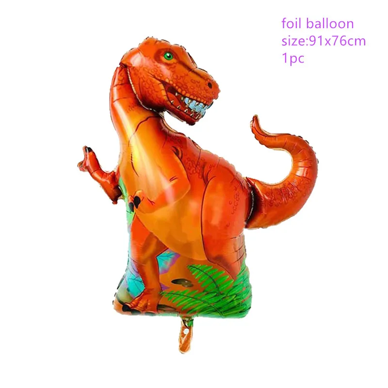 1pc foil balloon 1 Вечерние столовые приборы с рисунком динозавра для дня рождения, украшения для детей и взрослых, бумажные тарелки, чашки, скатерть, воздушные шары, соломенные вечерние принадлежности - Цвет: 1pc foil balloon 1