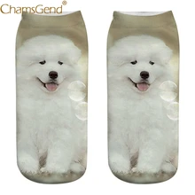 Chamsgend/ дизайн; забавные носки с принтом собаки для женщин и девочек; Samoye; хлопковые носки с принтом щенка; Прямая поставка; 80228