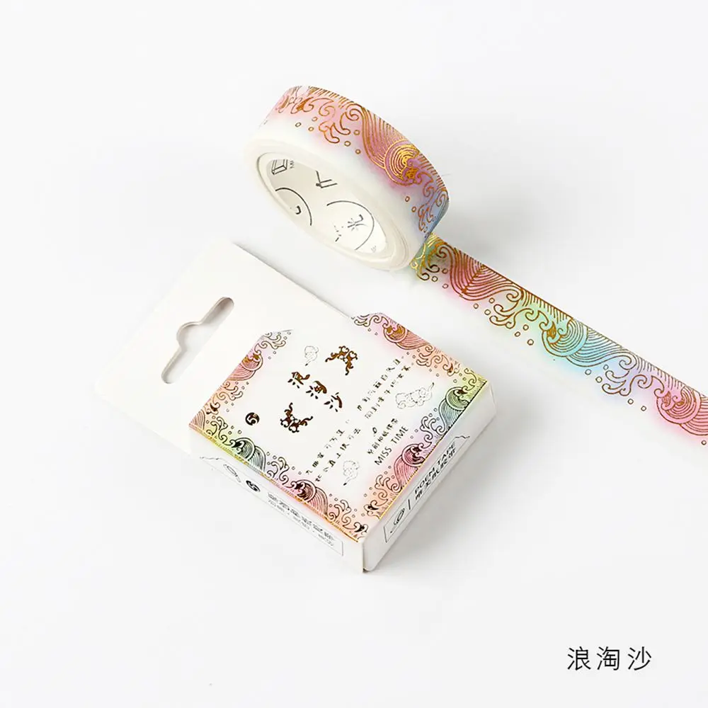 DIY маскирующая Золотая фольга ed ремесло блеск кран Бумага Клейкая Chinease узор васи лента канцелярские школьные принадлежности - Цвет: 5