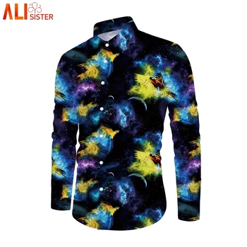 

Alisister 2020 Spring New Print Shirts Mens Fashion 3d Long Sleeve Button Down Holiday Style Hawaiian Beach Shirts EUR Size