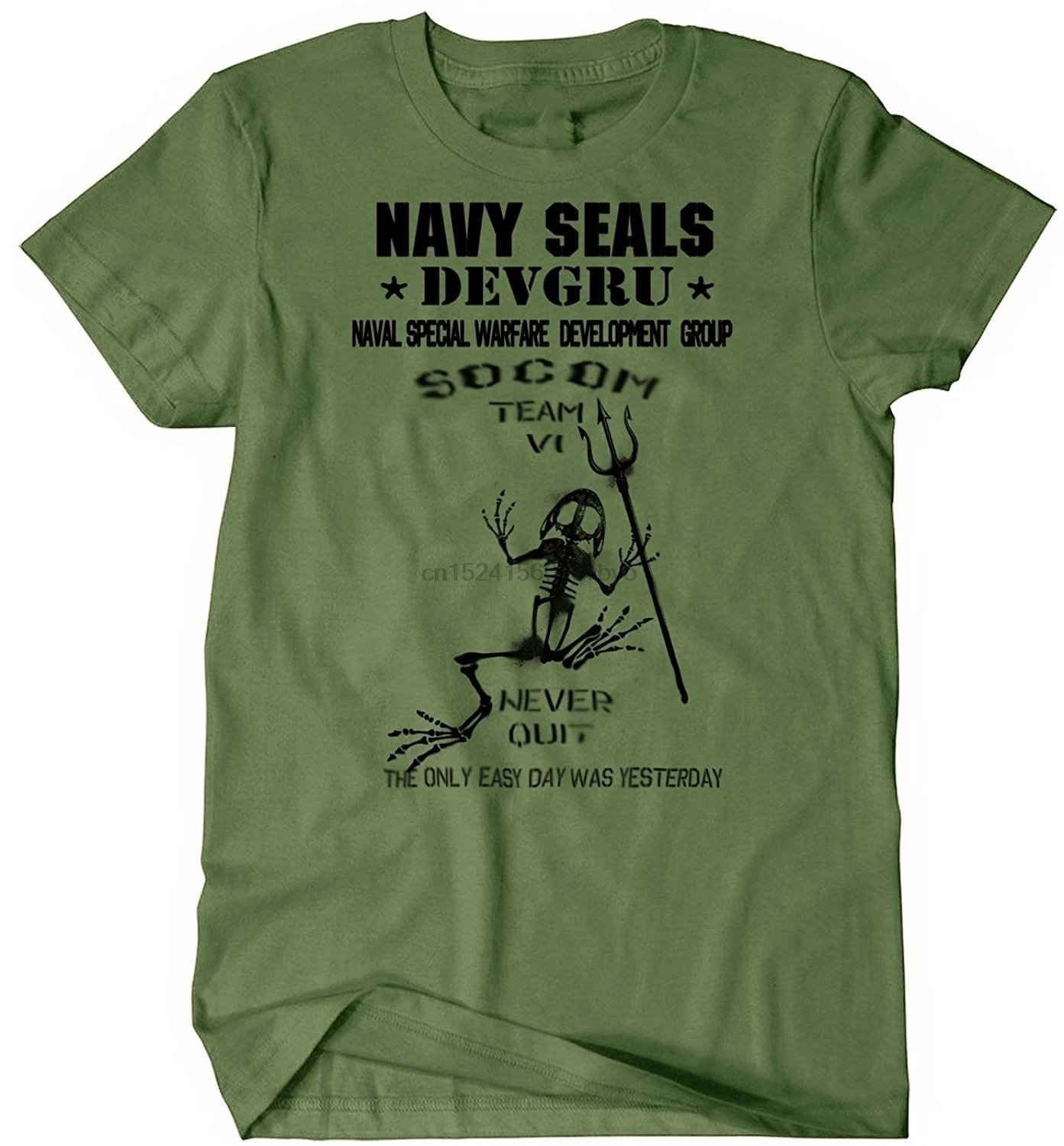 

US Navy Seal SOCOM Devgru Never Quit Military Combat Tee Men's Punk T-shirt