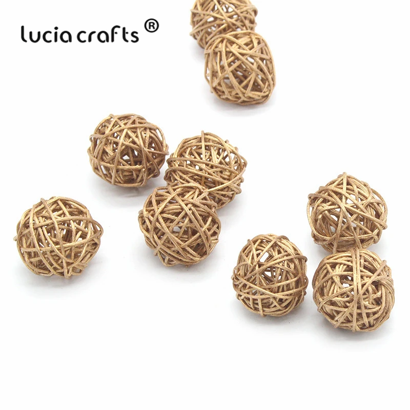 Lucia crafts 6 шт. 3 см/5 см Золотой винтажный Плетеный шар из тростника Рождественский