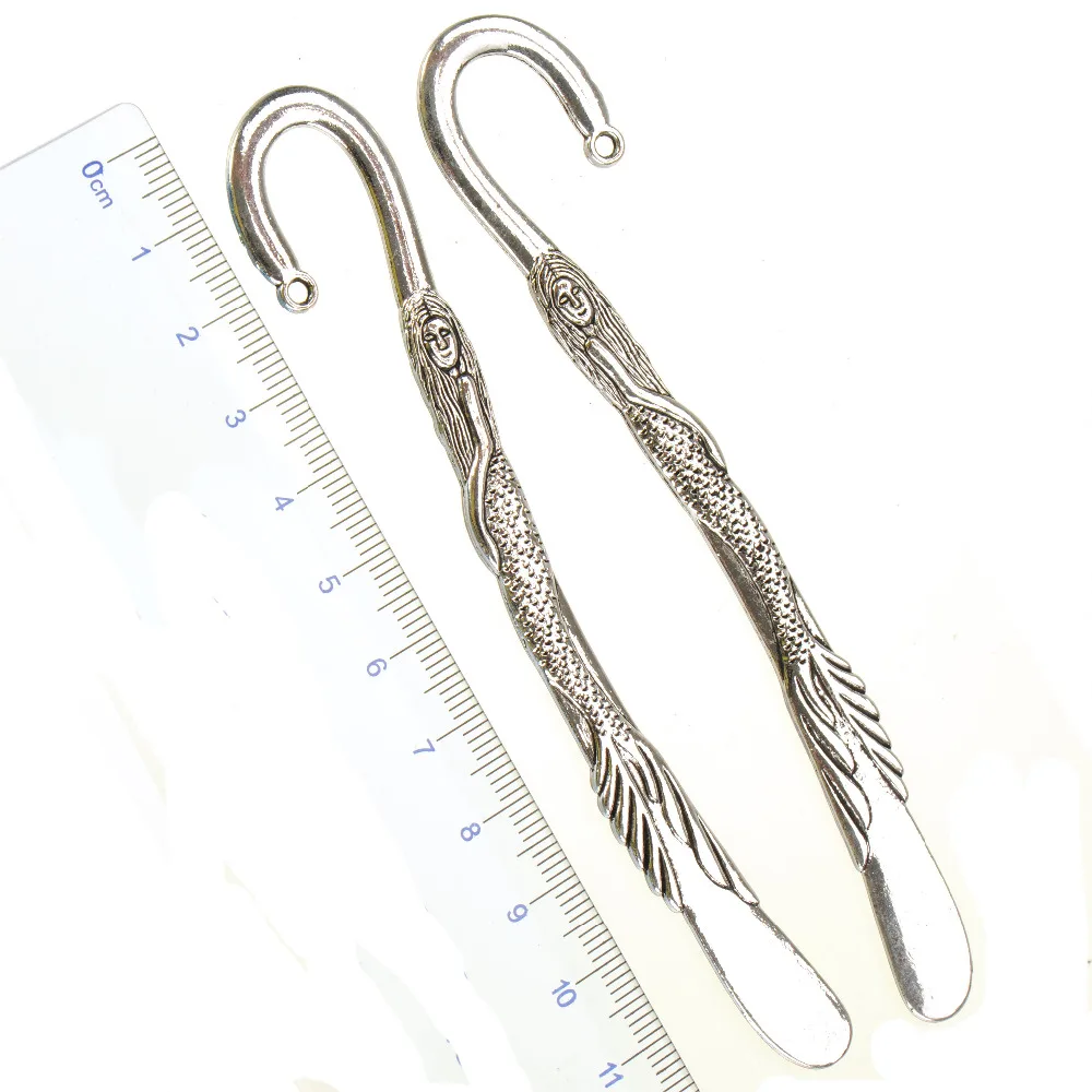 

Vintage Silver Bookmarks diy Office School Stationery Daughter of The Sea Mermaid Metal Fashion Jewelry Accessories 120mm 5pcs
