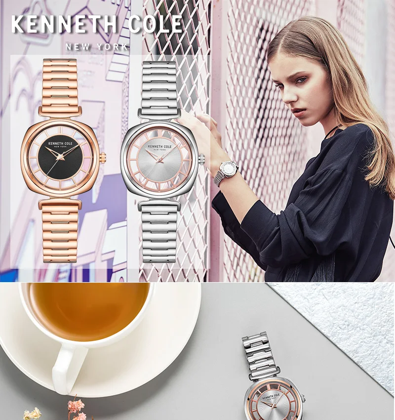 Kenneth Cole, женские часы, кварцевые, прозрачные, простые, из нержавеющей стали, водонепроницаемые, женские, люксовый бренд, часы KC15108001