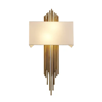 

Modern Creative Design Gold/Chrome LED Wall Lamp Red/Off White Fabric LampShade Living Room Bedroom Bedside Sconce Lights