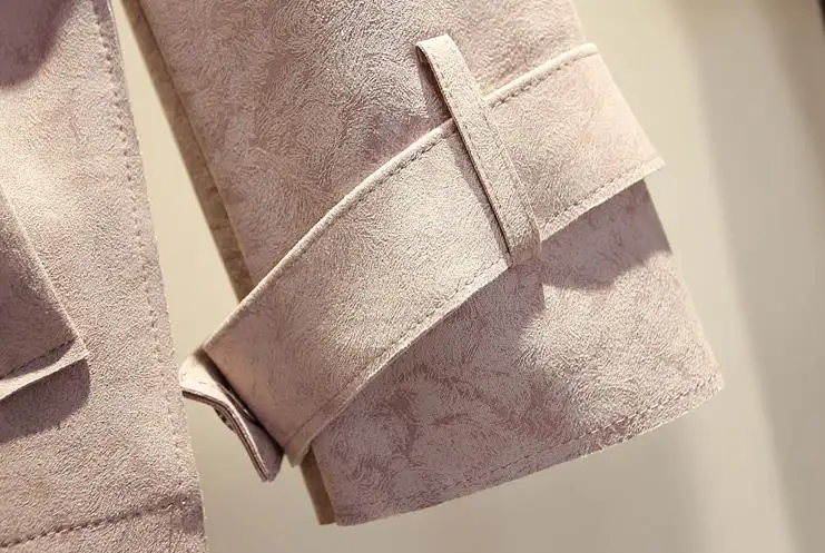 Daim Manteaux dark Vers Tranchée Blue Tournent Casual Long Solides Manteau À Printemps Automne Pour Femmes Slim Gray pink Green Le 2018 Suede Bas navy TgzXHq