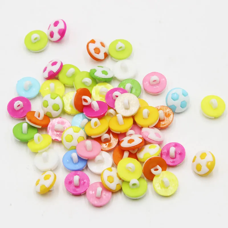 

100Pcs 13mm Mixed-color Football-Shaped Lovely Acryl Resin 2-Holes Buttons Sewing Craft QC177