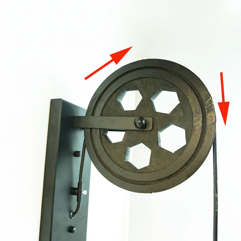  Creative lifting pulley light retro loft vintage wood black wall lamp aisle bedside corridor porch 
