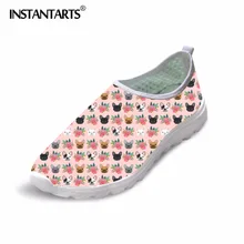 INSTANTARTS Французские бульдоги принт Для женщин обувь на плоской подошве; Модные слипоны; женские Прогулочные кроссовки летние, воздушные, сетчатые Лоферы женские Туфли без каблуков