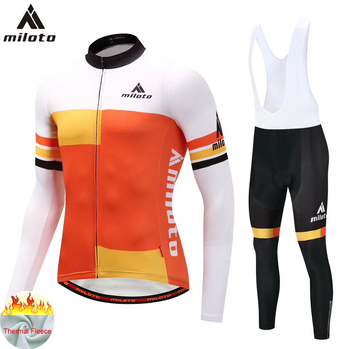 

MILOTO Thermal Fleece Cycling Set Winter Bicycle Cycling Clothing Man Trousers Downhill MTB Body Fit Jacket GEL