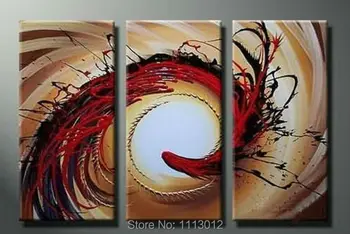 

Hand Painted Modern Abstract Oil Painting Red Peacock Large 3 Panel Art Set Canvas Home Decoration For Living Room Wall Picture
