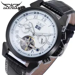 JAG057M3 мужские часы модный автоматический кожаный классический календарь Tourbillion аналоговые наручные часы черного цвета