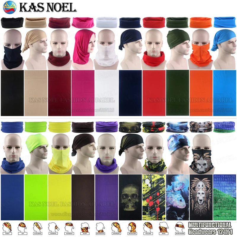 

Various Solid Cycling Pirate Hat Multifunction Tubes Headwear Sports Cap Elastic Headband Seamless Plain Outdoors Bandana
